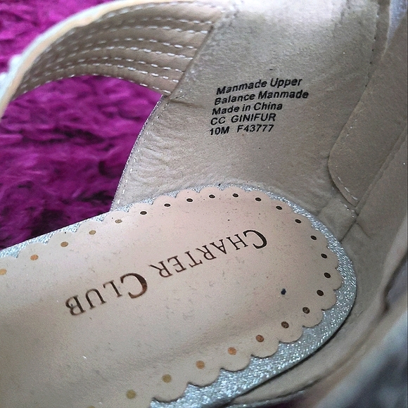 Charter Club Sparkling Silver Zip Up Slippers - Picture 5 of 5